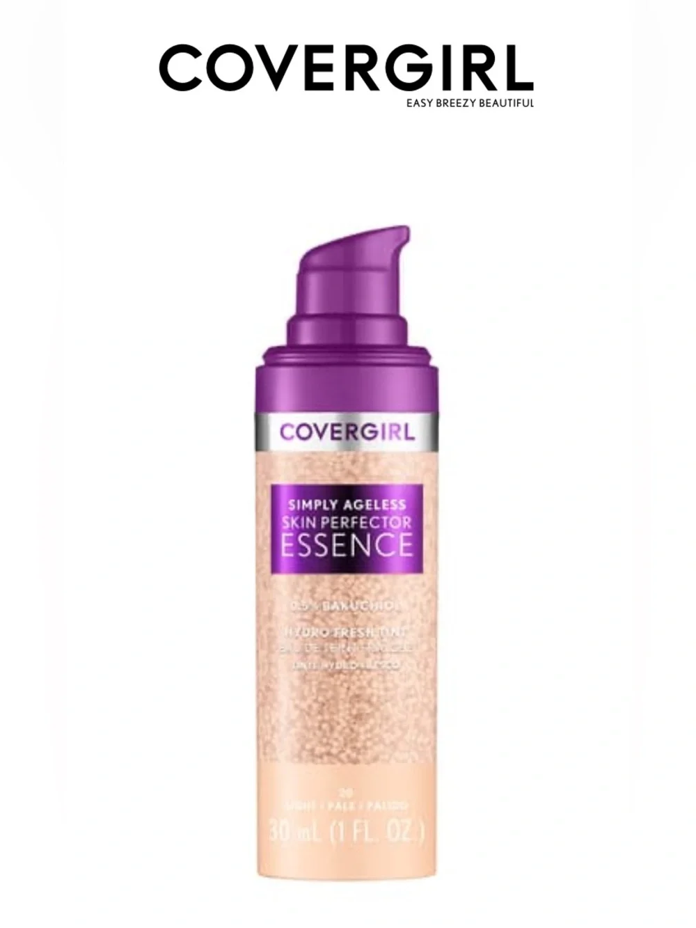COVERGIRL Simply Ageless Skin Perfector Essence — Purple Cap, 20-Light Shade NWT